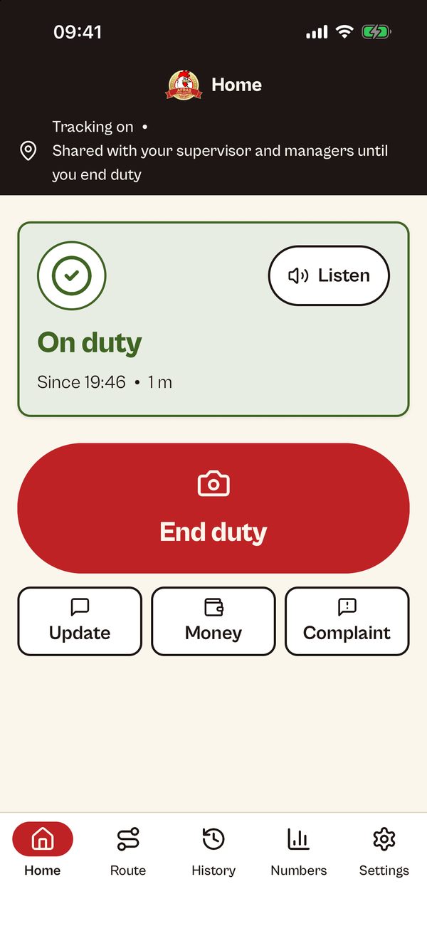 AFRAS staff app: on duty